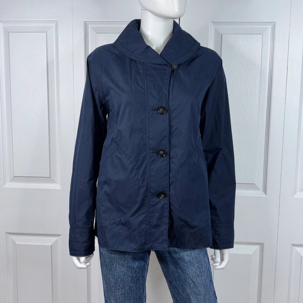 Woolrich Navy Blue Hooded Button Front Jacket